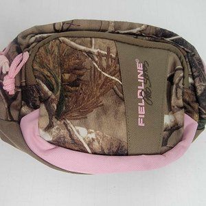 FIELDLINE Pro Series fanny waist pack.  Brown camo with pink multiple zipper poc